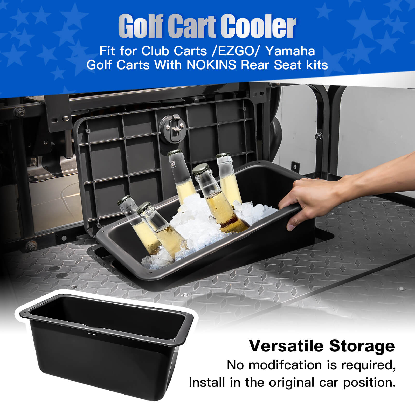 NOKINS Golf Cart Cooler, A Large-Capacity Storage Cooler Box Fit for Club Carts/EZGO/Yamaha Golf Carts with NOKINS Rear Seat Kits