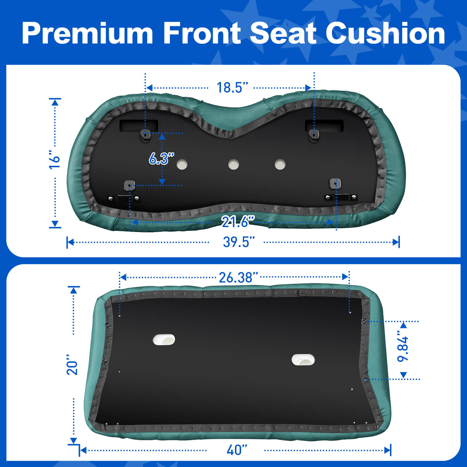 NOKINS Golf Cart Front Seat Kit | Fits Club Car Precedent 2012+/Tempo/Onward | Seat Back & Bottom, Dark Green