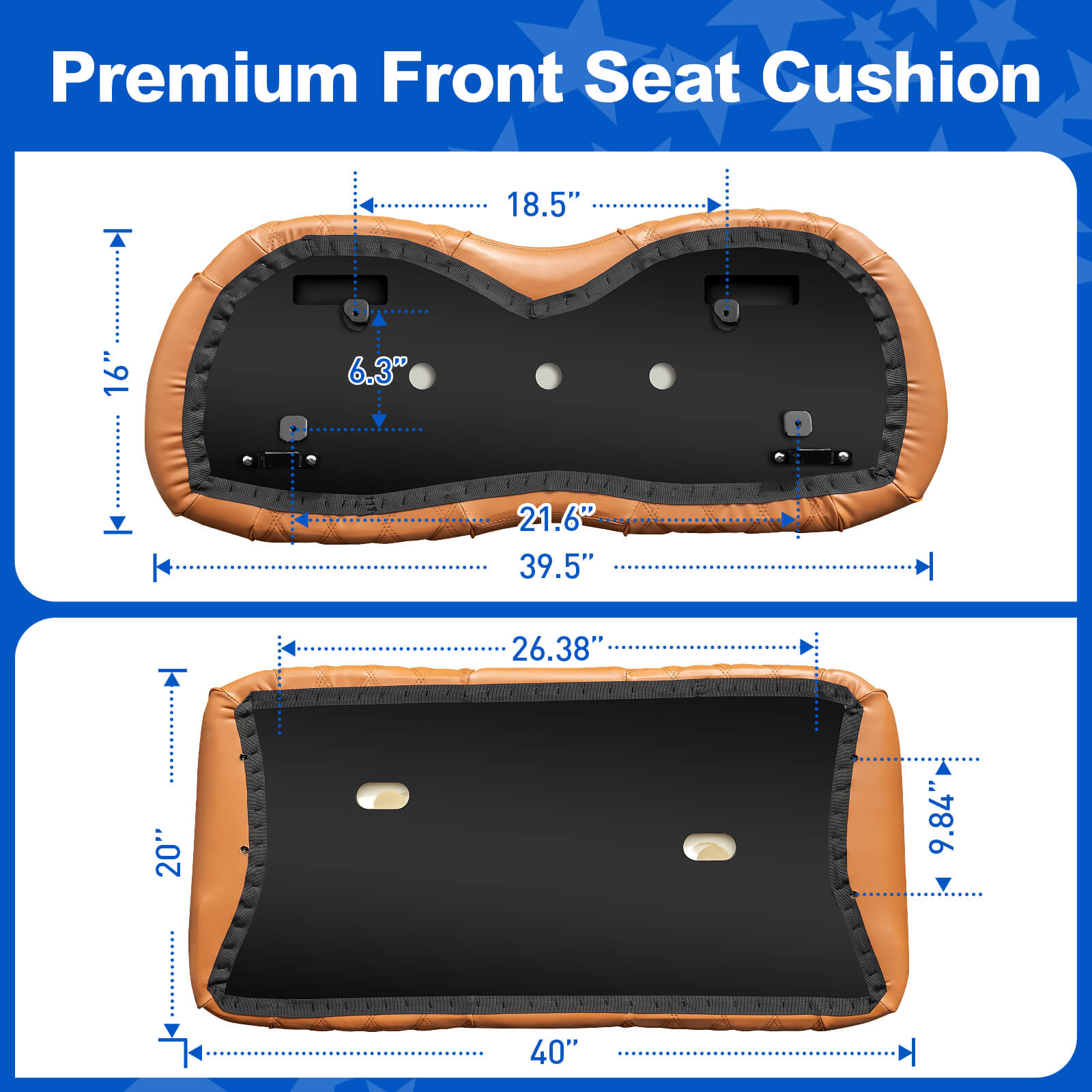 NOKINS Golf Cart Front Seat Kit | Fits Club Car Precedent 2012+/Tempo/Onward | Seat Back & Bottom, All Brown
