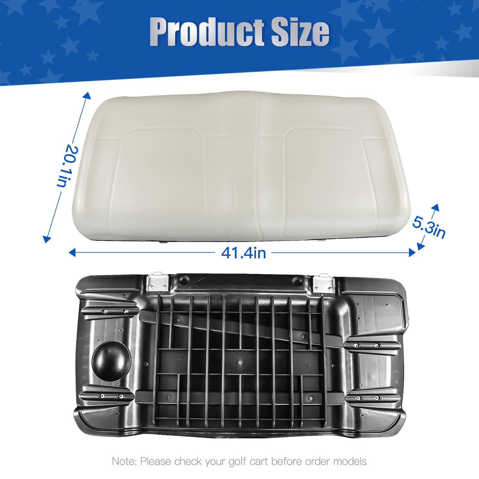 NOKINS Golf Cart Front Seat Bottom Cushion | Fits Yamaha G29/Drive 2007-2016, Oyster Gray