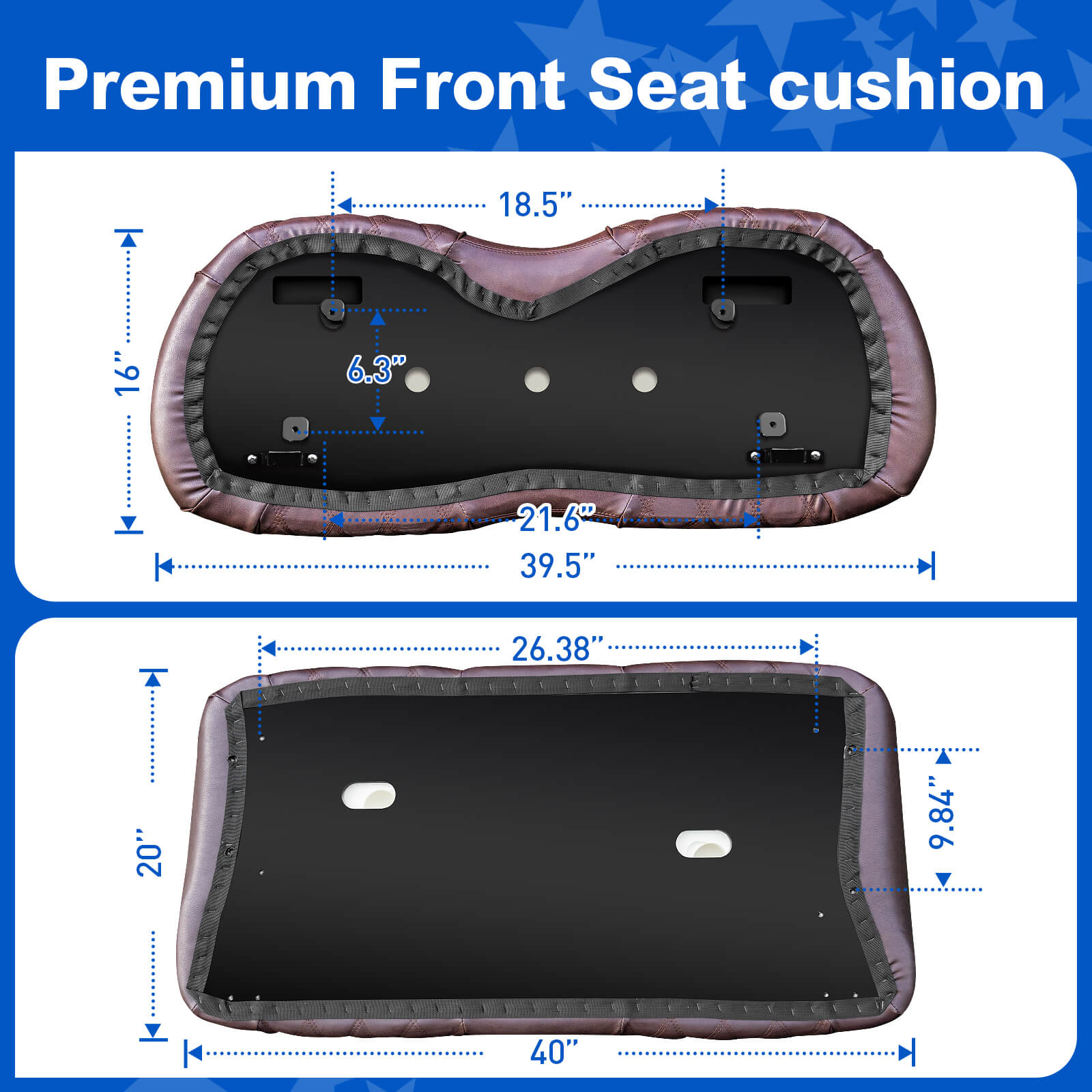 NOKINS Golf Cart Seat Kit Fit Club Car Precedent 2012+/Tempo/Onward, Premium Front Seat Cushion Including Seat Back&Bottom Assembly(Brown&Brown 8438)
