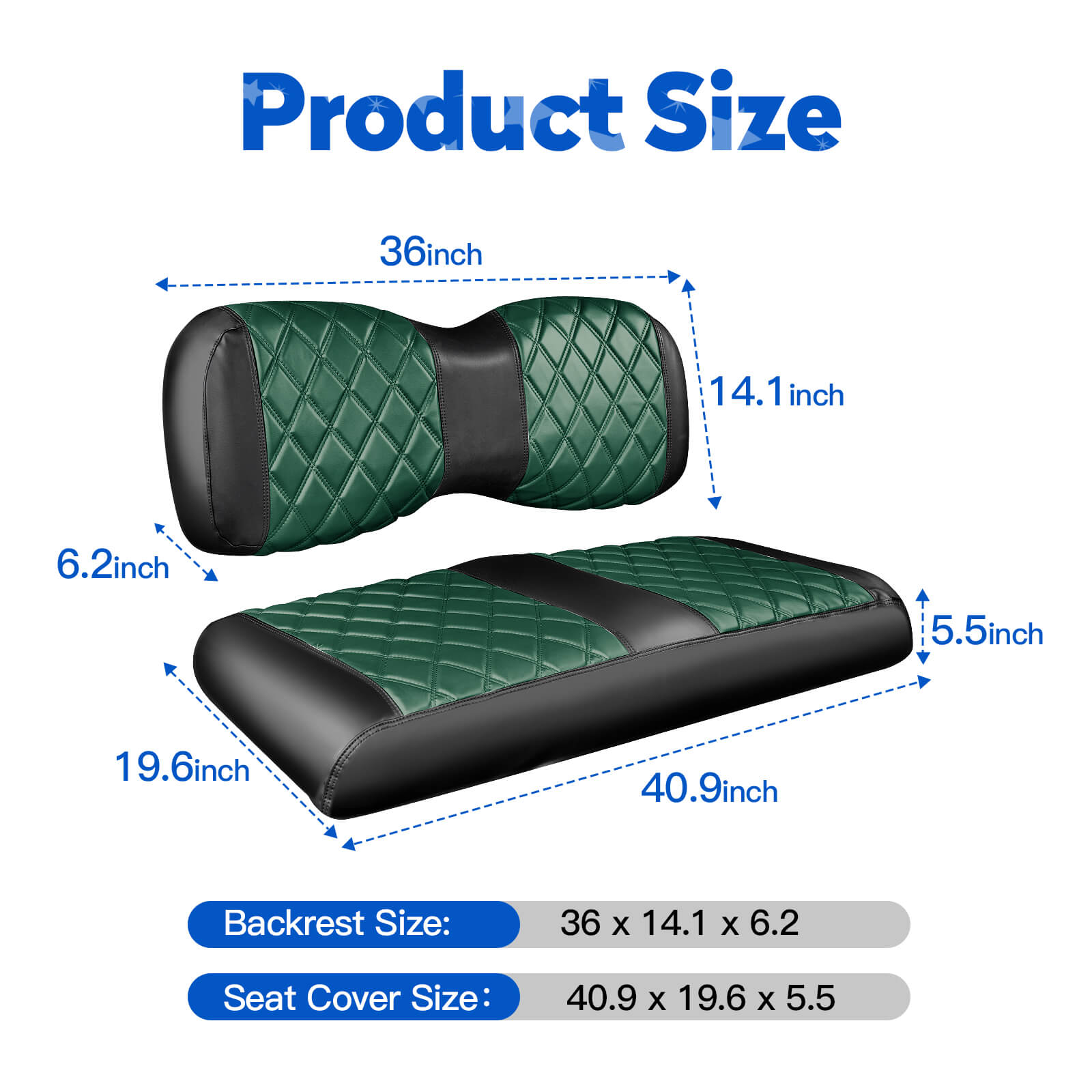 NOKINS No-Stapler Diamond Golf Cart Seat Covers | Fits Yamaha Drive/Drive 2, Vinyl material
