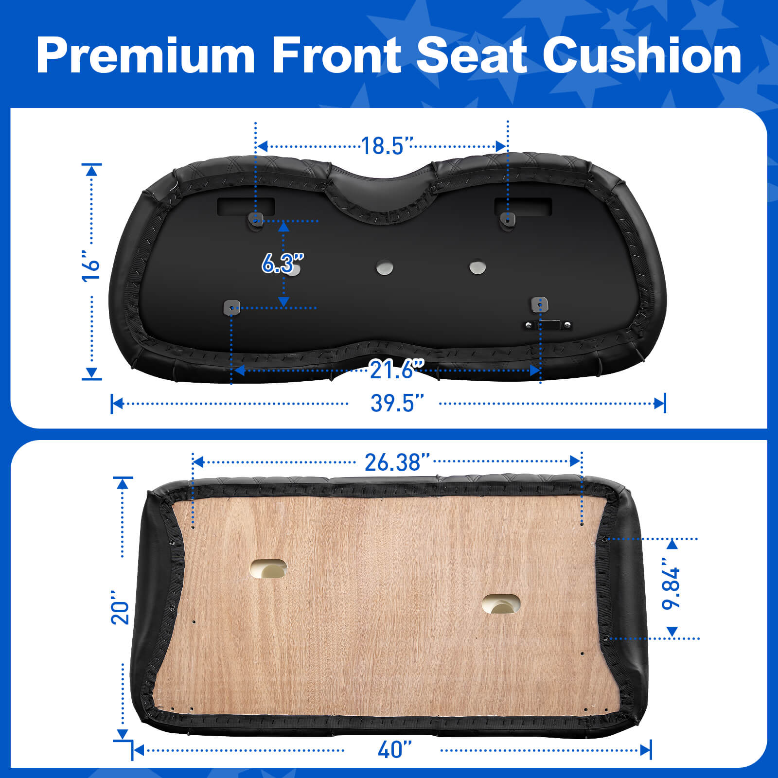 NOKINS Golf Cart Front Seat Kit | Fits Club Car Precedent 2012+/Tempo/Onward | Seat Back & Bottom, Black&Black Piping