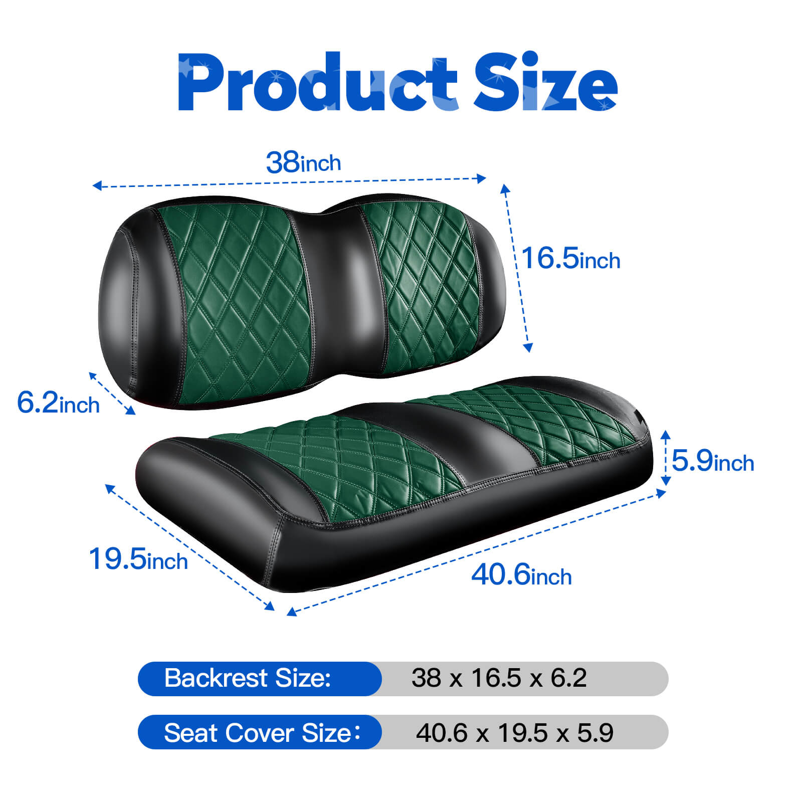 NOKINS Golf Cart Seat Covers | Fits Club Car Precedent/Tempo/Onward | Premium Front Seat | Vinyl Leather Diamond | Soft, Scratch-Resistant, No Stapler Needed