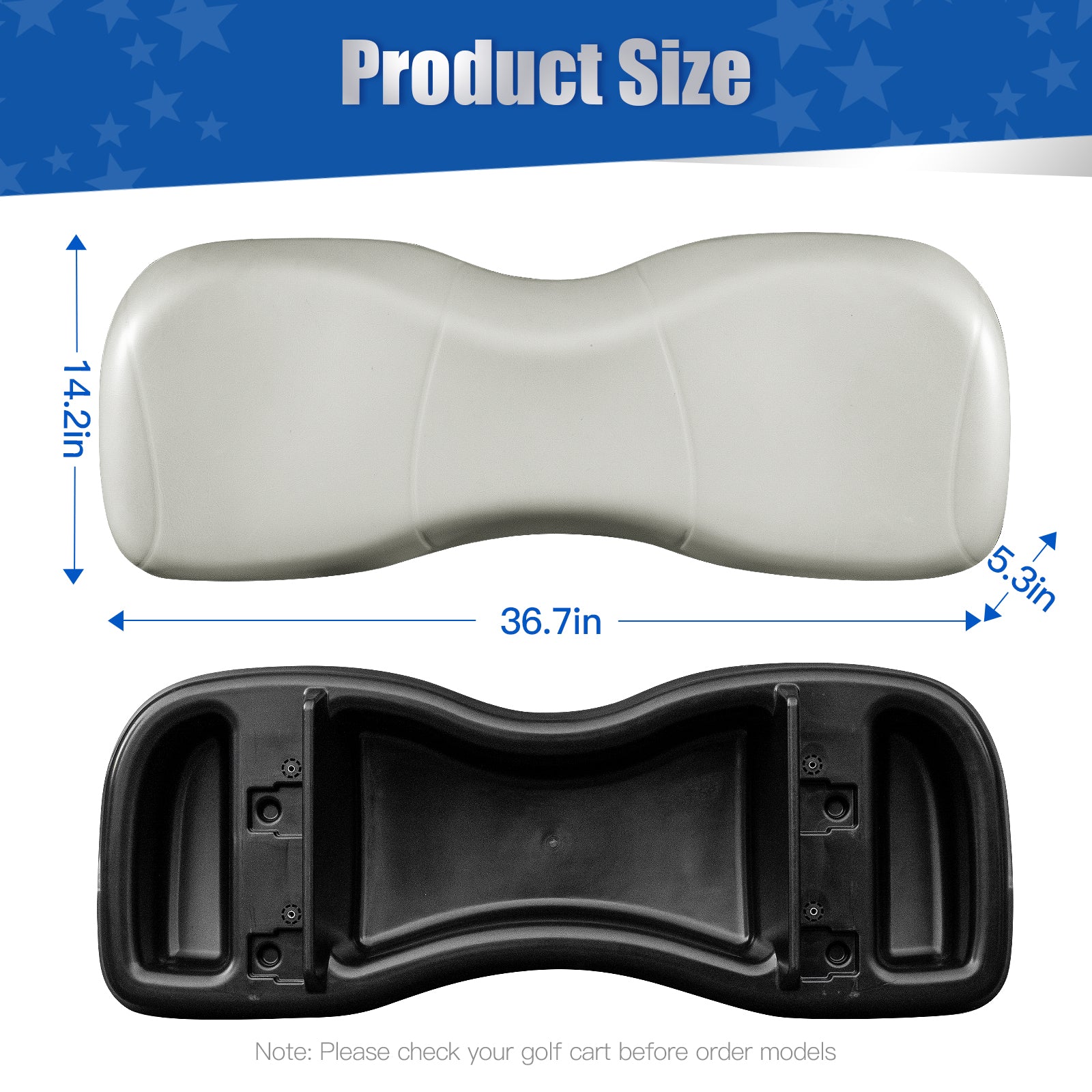 NOKINS Golf Cart Front Seat Backrest Cushion | Fits Yamaha Drive/G29/Drive2 2007-UP, Oyster Gray