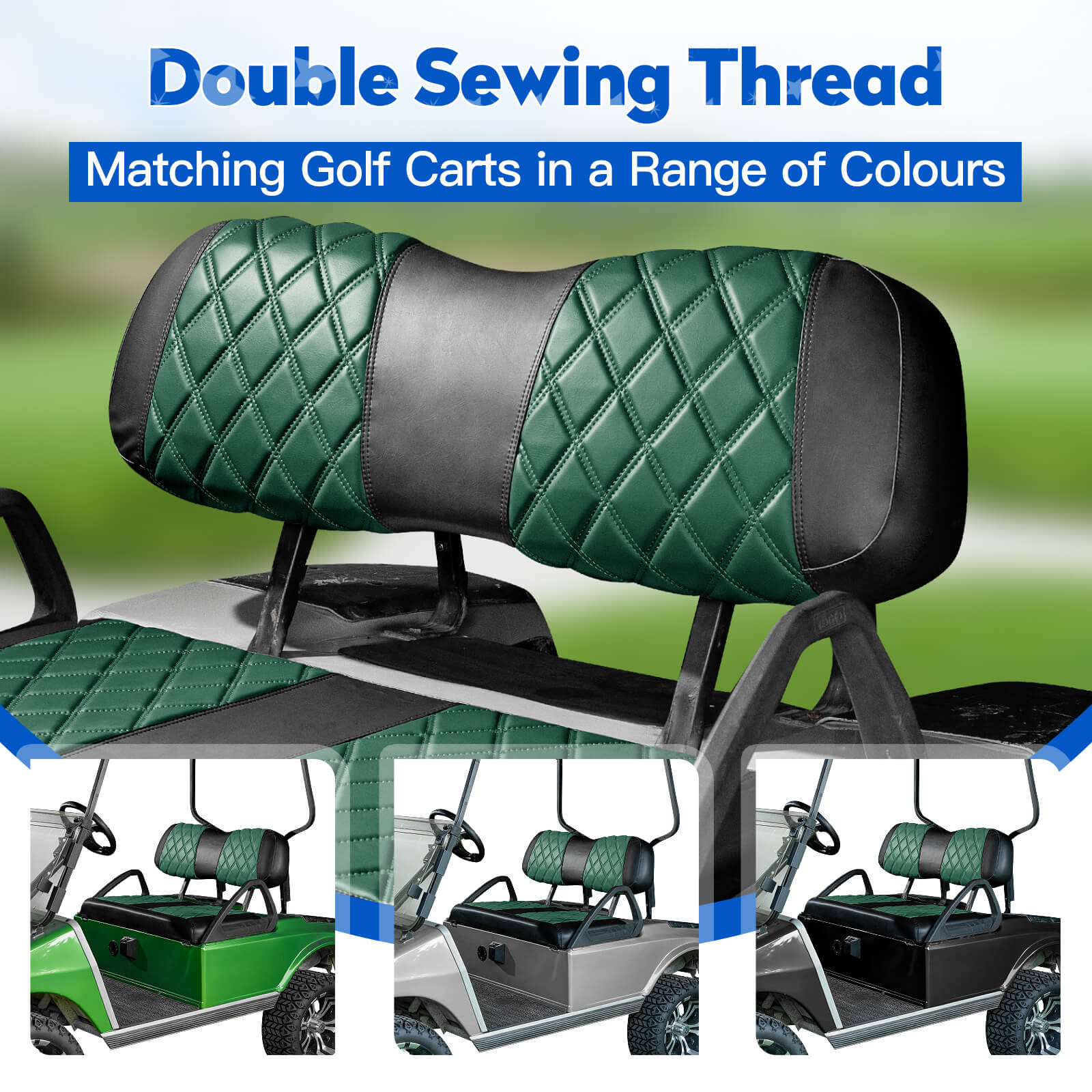 NOKINS No-Stapler Diamond Golf Cart Seat Covers | Fits Club Car DS 2000.5-Up, Vinyl material