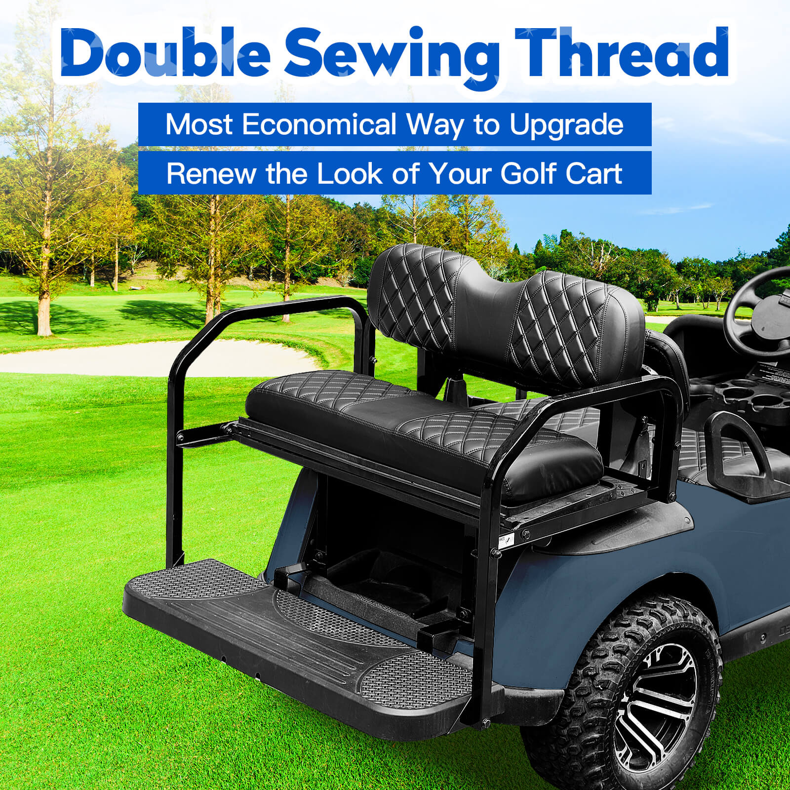 NOKINS 4PCS Golf Cart Seat Covers | Front & Rear, Vinyl | Fits Club Car Precedent