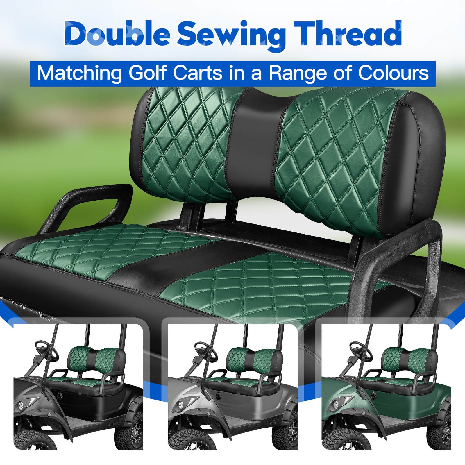 NOKINS No-Stapler Diamond Golf Cart Seat Covers | Fits Yamaha Drive/Drive 2, Vinyl material