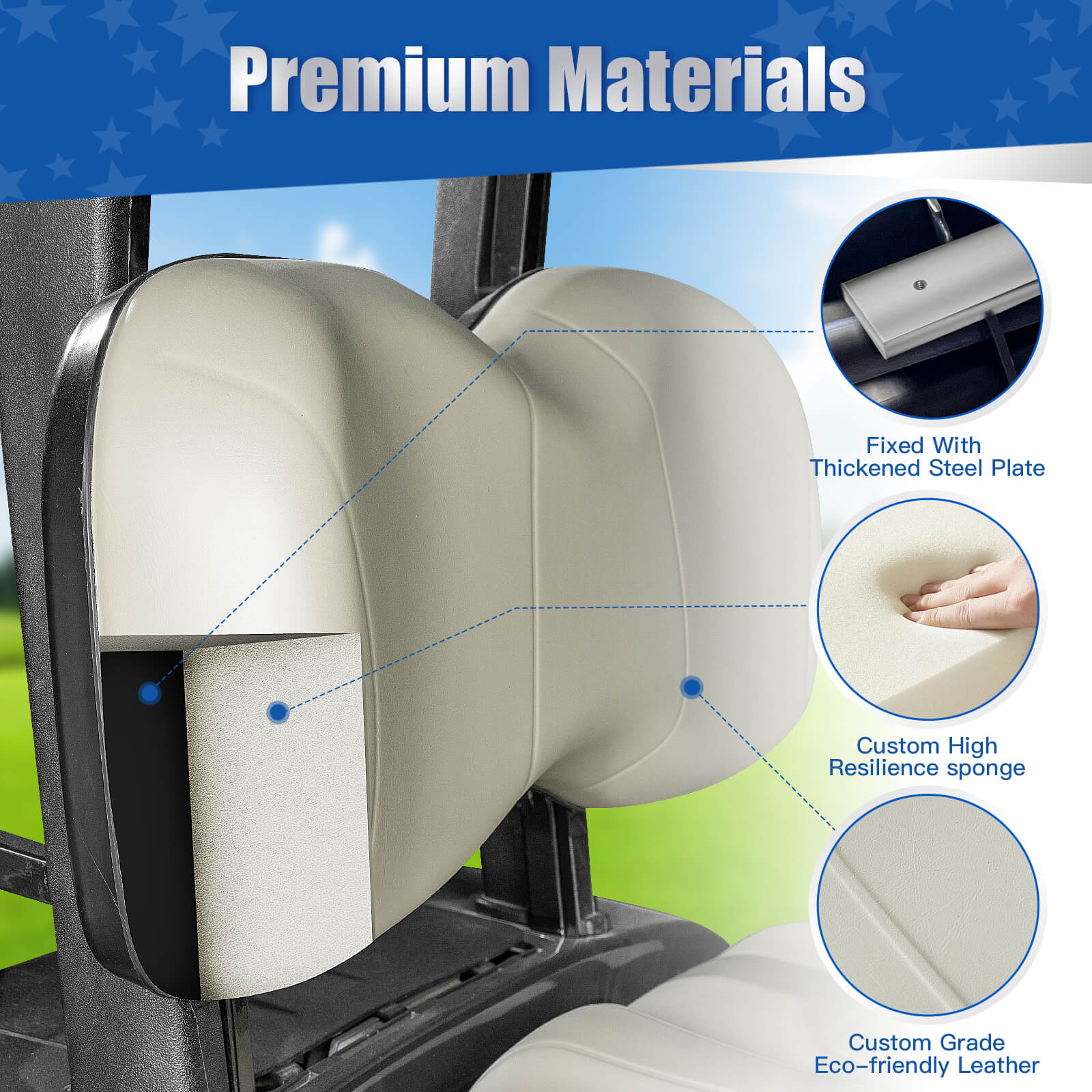 NOKINS Golf Cart Front Seat Backrest Cushion | Fits Yamaha Drive/G29/Drive2 2007-UP, Oyster Gray