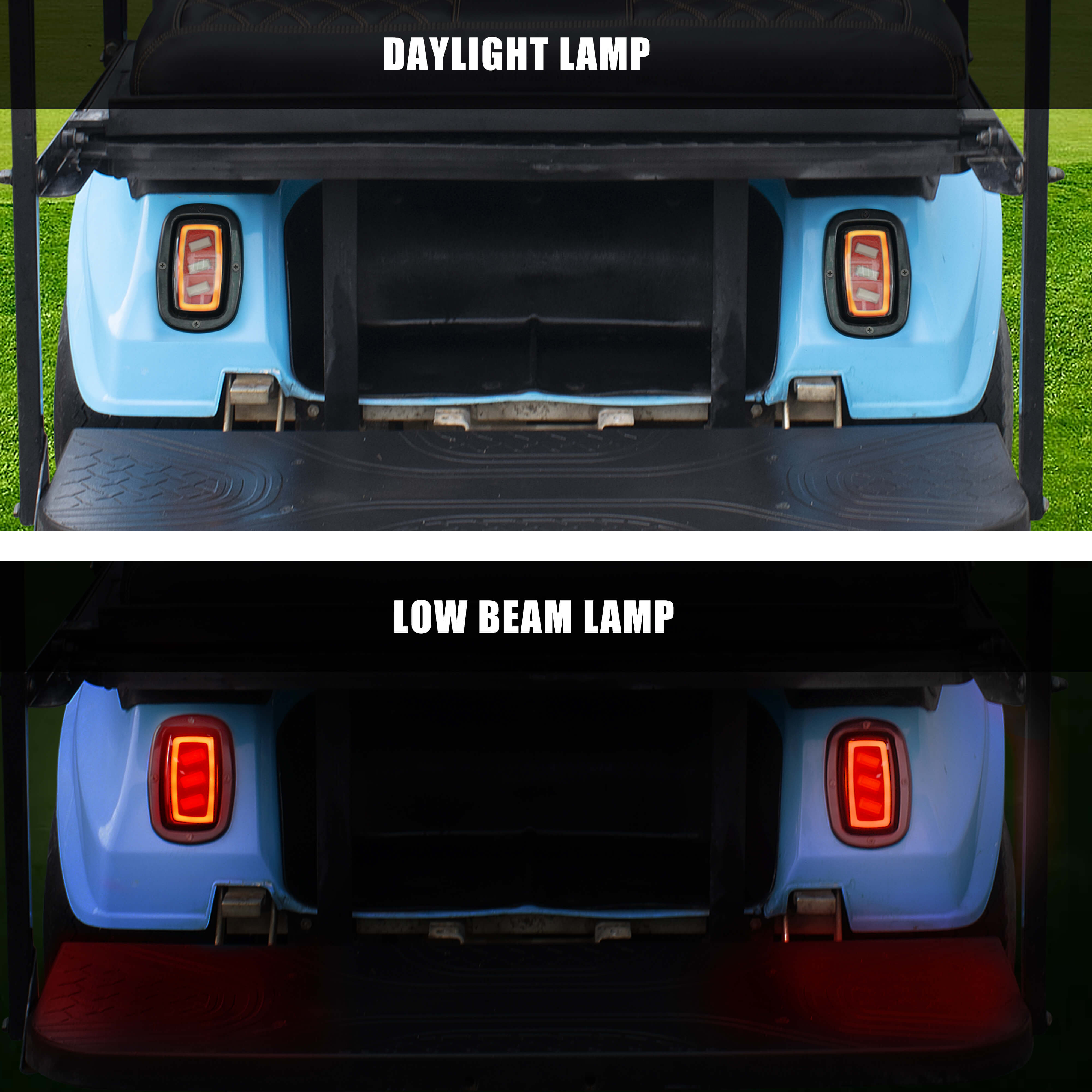 NOKINS Deluxe Plus LED Light Kit | Fits Club Car DS 1993-UP (Gas/Electric) | 20A DC Converter, USB, Low