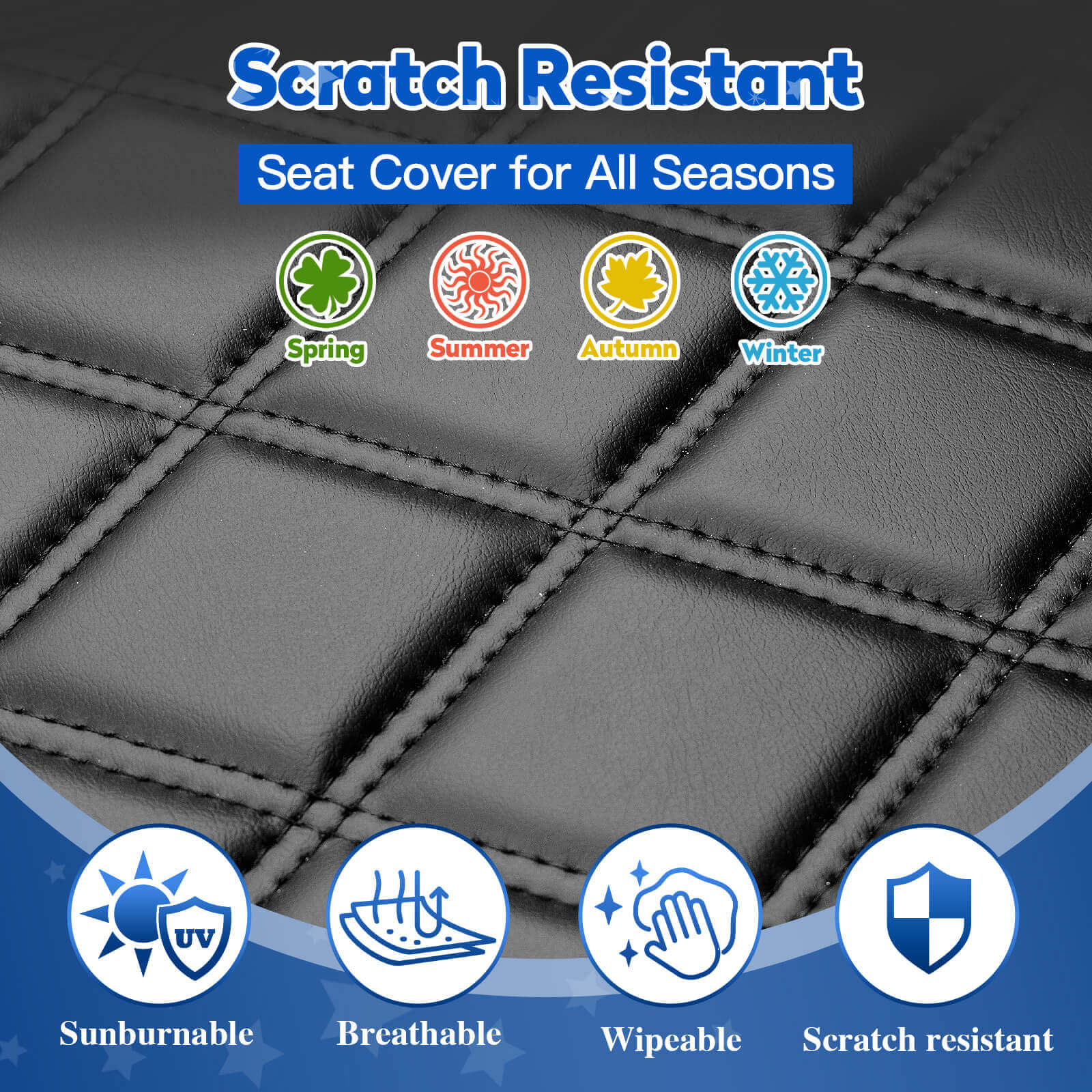 NOKINS 4PCS Golf Cart Seat Covers | Front & Rear, Vinyl | Fits Club Car Precedent