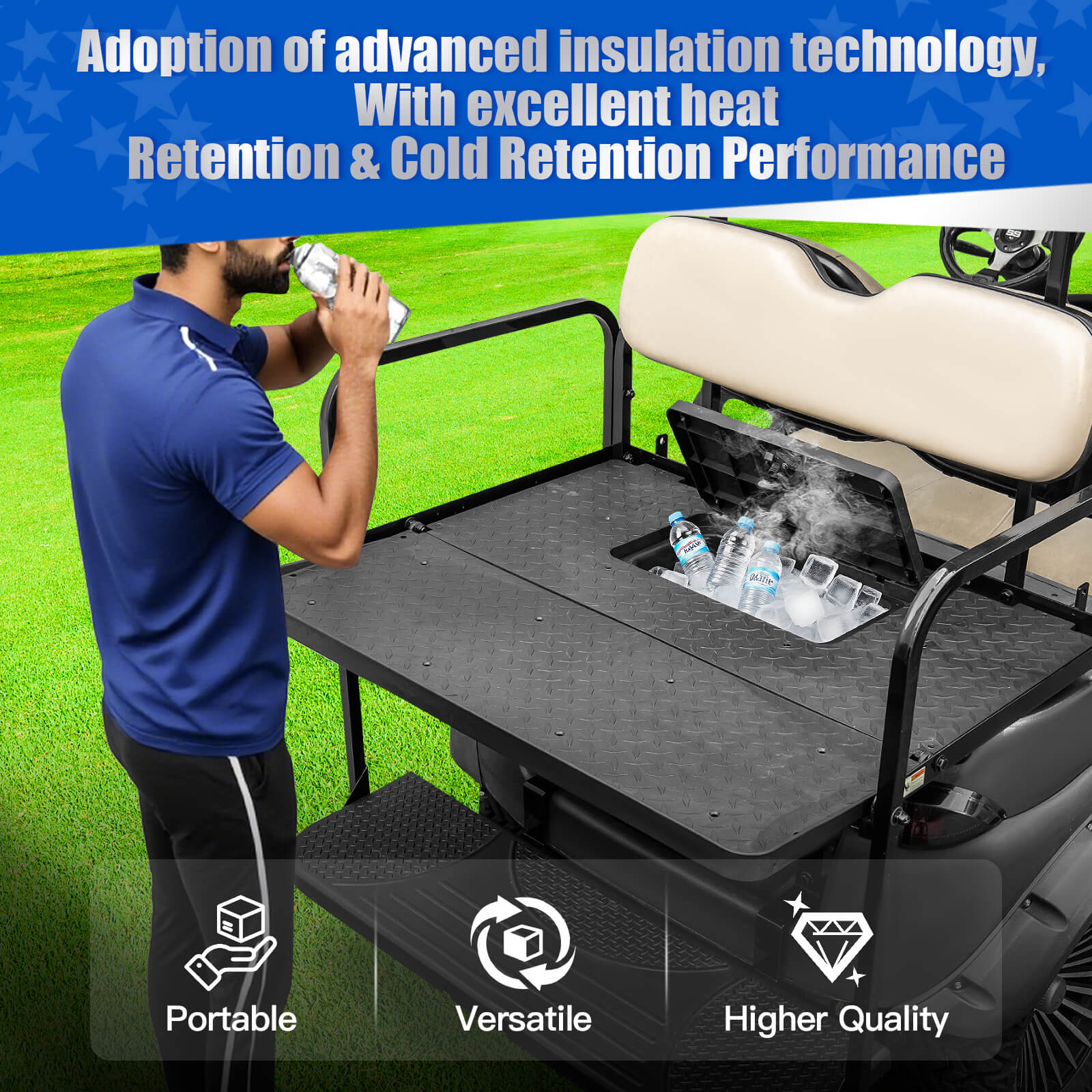 NOKINS Golf Cart Cooler, A Large-Capacity Storage Cooler Box Fit for Club Carts/EZGO/Yamaha Golf Carts with NOKINS Rear Seat Kits