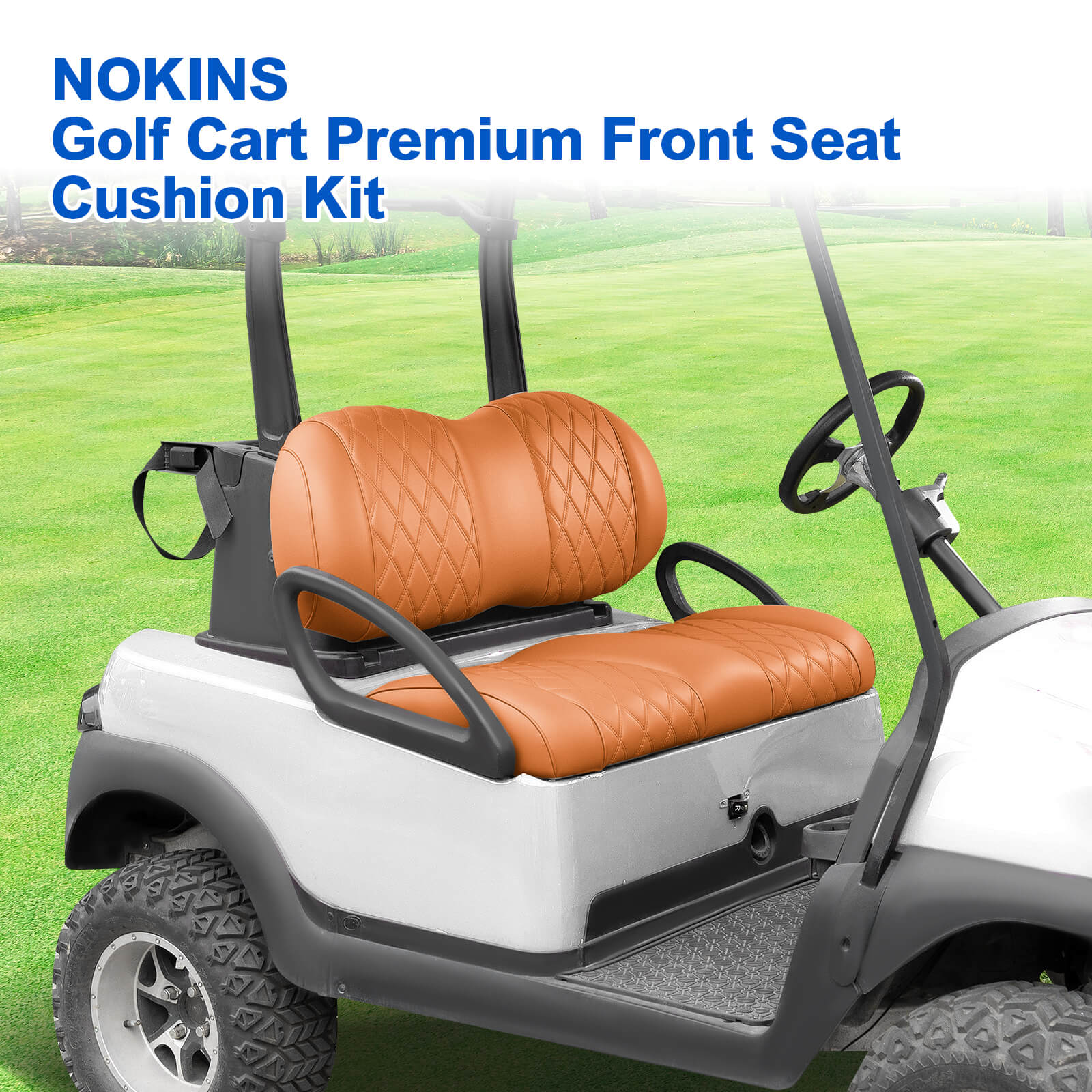 NOKINS Golf Cart Front Seat Kit | Fits Club Car Precedent 2012+/Tempo/Onward | Seat Back & Bottom, All Brown