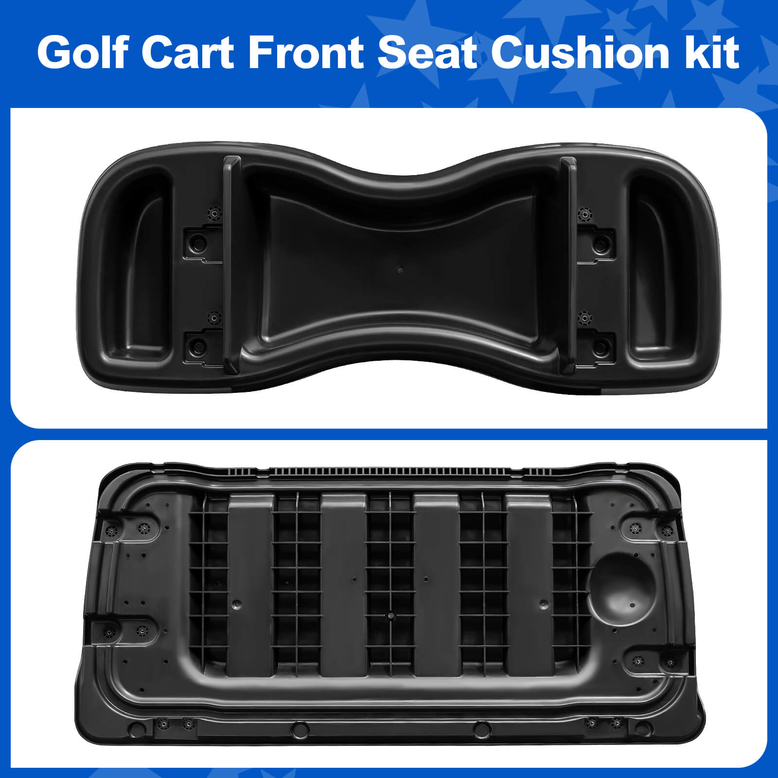 NOKINS Golf Cart Front Seat Cushion Kit | Fits Yamaha G29-2/Drive2 2017+, Black