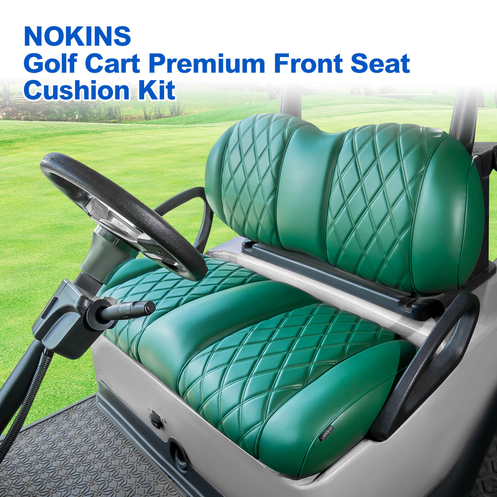 NOKINS Golf Cart Front Seat Kit | Fits Club Car Precedent 2012+/Tempo/Onward | Seat Back & Bottom, Dark Green